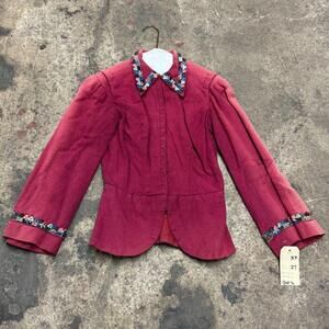 Vintage Film Costume 40s 50s Does Victorian Antique Style Faded Red Bodice S